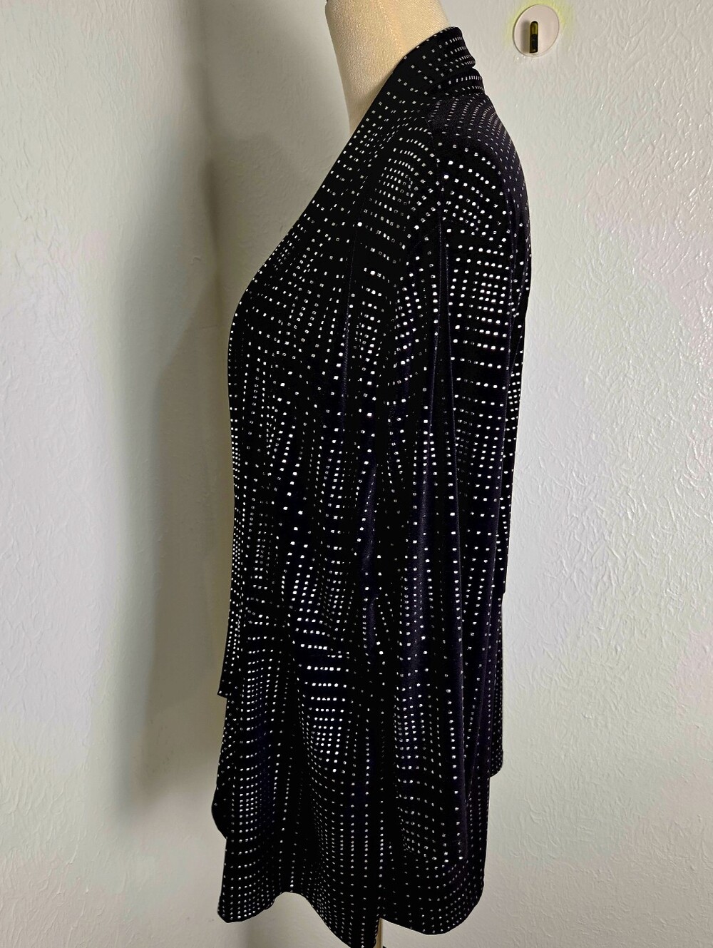 JM Collection Black & Silver Studded Waterfall Jacket with Tank, Size XL - Picture 7 of 11
